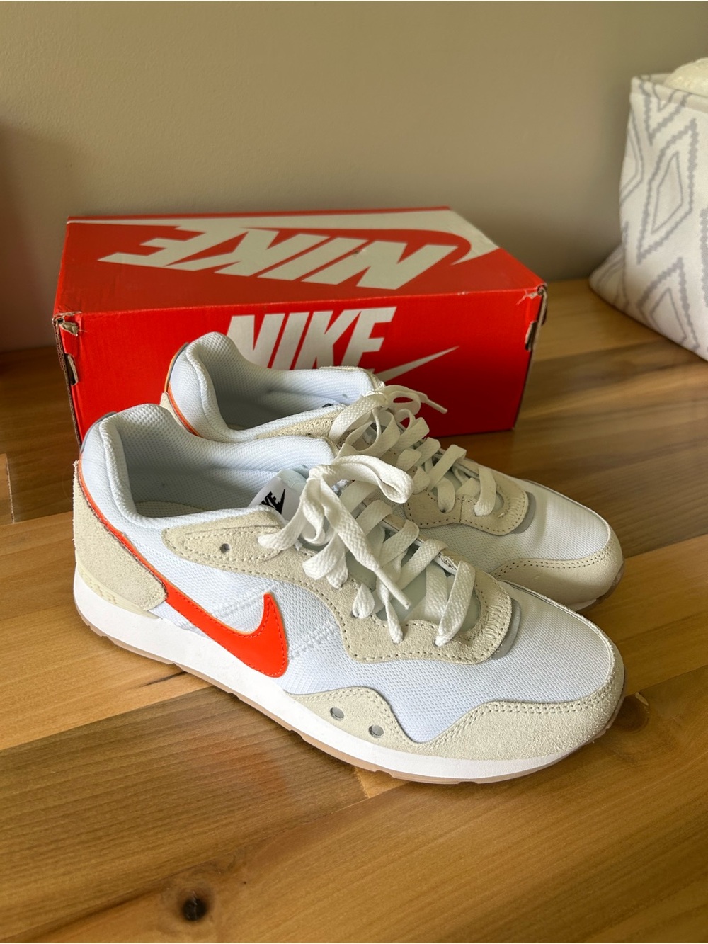 Nike Women’s Venture White & Orange Retro Runner Sneakers